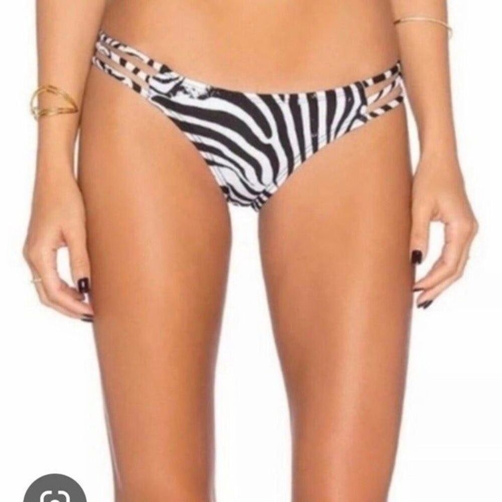 NWT Anthropologie PilyQ African rays zebra printed Strappy Teeny bikini bottom